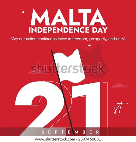 Malta Independence Day. 21st September Independence day of Malta celebration banner with its flag. The day recalls when Malta gained freedom from the United Kingdom. 