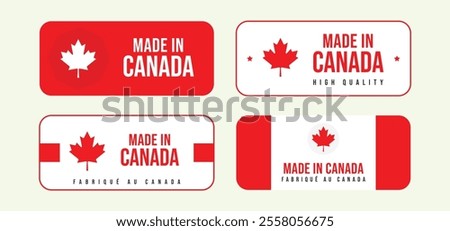 Set of Made in Canada labels and icons. Canada Made icons, stickers and labels set. Canadian Product Stickers. Vector illustration