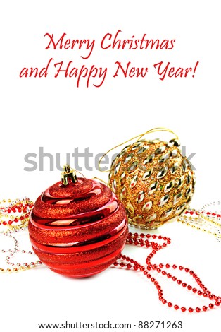 Christmas decoration with two balls and sample text