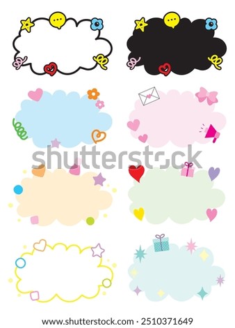 Speech bubble frame graphic background illustration decorated with multiple images