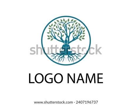 Modern root logo design, tree with yoga logo