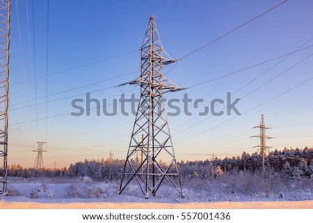 Similar – Foto Bild Strommasten in Winterlandschaft