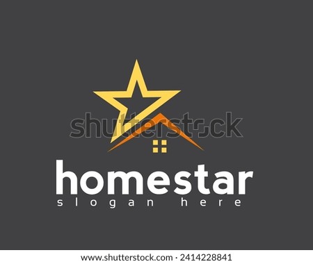 abstract house and star icon logo design template