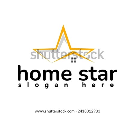 abstract home star  logo design template