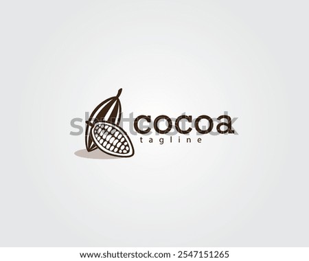 creative two cocoa pods leaning against each other with one peeled off logo design