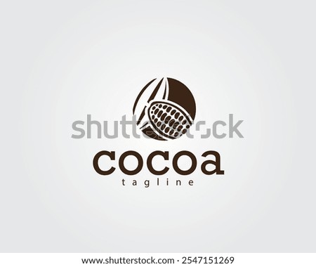 creative image of two cocoa beans leaning against each other with one fruit already peeling off logo design