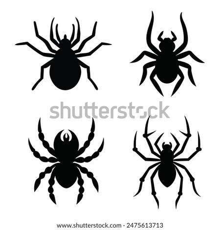 unique spider vector icon pack,  stylish spider icons vector set, creative spider silhouette vector icons collection