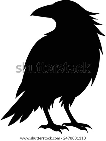 black raven silhouette illustration, raven bird vector silhouette