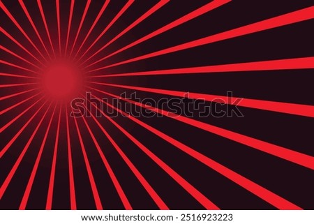 Dark-red and light-red abstract texture with sunburst, flare, beam. Retro art design. Red rays poster. Popular ray star burst background television vintage. Sun glow bright pattern design