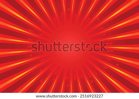 Dark-red and light-red abstract texture with sunburst, flare, beam. Retro art design. Red rays poster. Popular ray star burst background television vintage. Sun glow bright pattern design