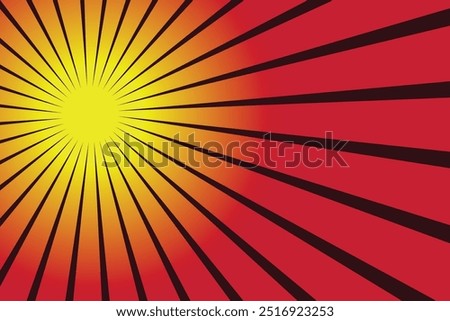 Dark-red and light-red abstract texture with sunburst, flare, beam. Retro art design. Red rays poster. Popular ray star burst background television vintage. Sun glow bright pattern design