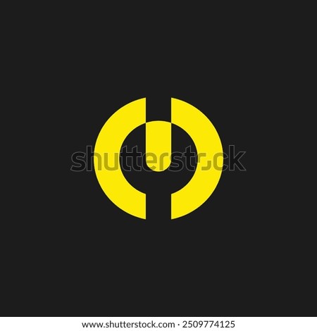 letter m power button red logo vector