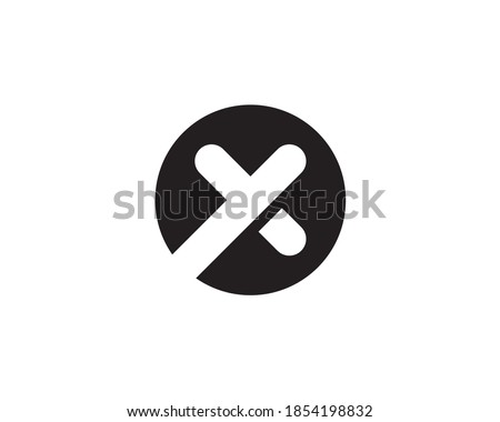 circular round emblem monogram anagram monoline lettermark logo of letter x o y plus 0 