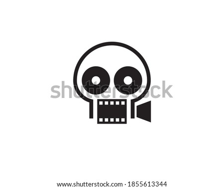 camera recorder with big eyes as reel showing horror movie logo