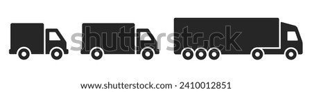 Truck icons. Transport icon collection. Shipping delivery truck vector icon. Simple icon bus, truck, van on white background.