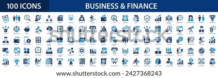 Business and finance flat icons set. Meeting, bank, money, partnership, payments, business team, wallet, profit, company, management, planning icons and more signs. Flat icon collection.