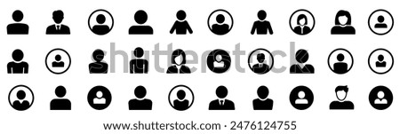 User profile icon set. Profile, people silhouette, person, avatar, sign up button vector collection.