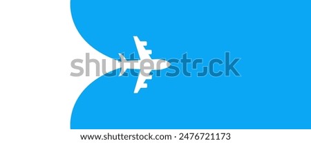 Airplane opens the background behind itself. Plane journey, romantic travel, tours, cruises.