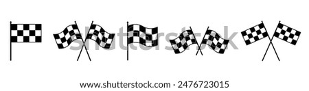 Racing flag icon set. Race flag, checkered, sports, car, moto.