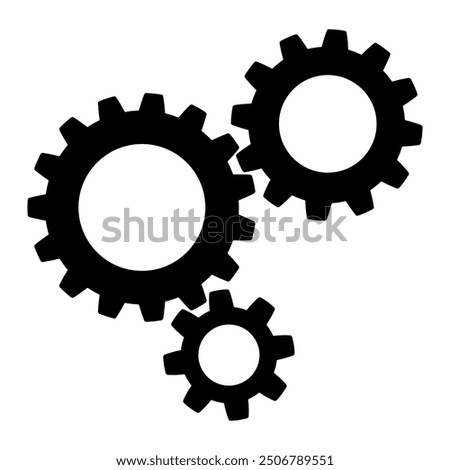 Gear wheel icon. Customisation of a gear wheel. Three gears isolated on white background. Gear wheel sign concept.