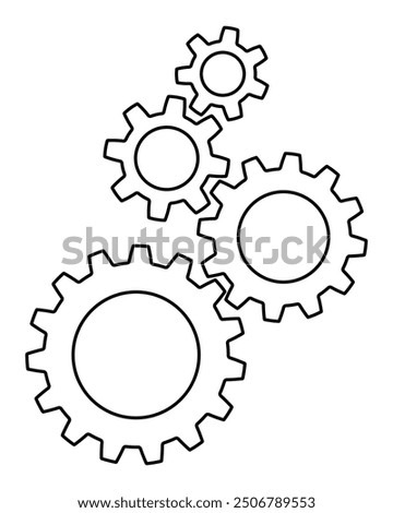 Gear wheel outline icon. Customisation of a gear wheel. Three gears isolated on white background. Gear wheel sign concept.