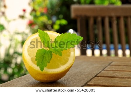 Fresh lemon with mint