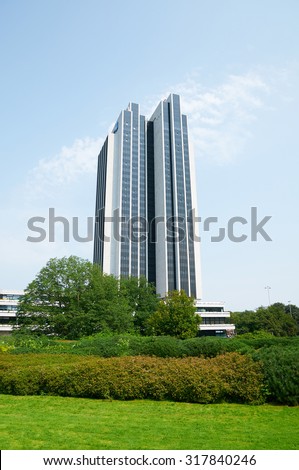 HAMBURG, GERMANY - AUGUST 14, 2015: Radisson Blu Hotel in Hamburg, Radisson Blu features 380 unique hotels, open or coming soon