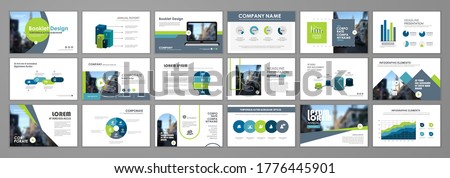 Blue and green abstract presentation slide templates. Infographic elements template set for web, print, annual report brochure, business flyer,  marketing and advertising leaflet.