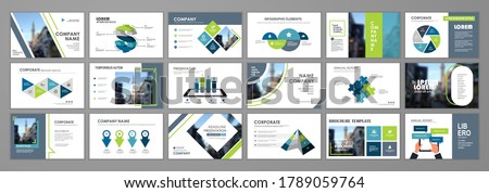 Blue and green abstract presentation slide templates. Infographic elements template  set for web, print, annual report brochure, business flyer leaflet marketing and advertising template. 