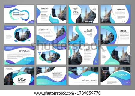 Presentation wave templates design. Vector templates portfolio with infographic elements. Multipurpose template for brochure cover, annual report, advertising, presentation slide, flyer leaflet.