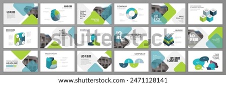 Blue and green abstract presentation slide templates. Infographic elements  set for web, print, annual report brochure, business flyer leaflet marketing and advertising template. Vector Illustration