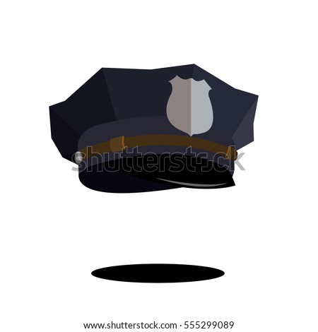 Hat police of America. New York. Classic hat. Blue. With a badge, a badge