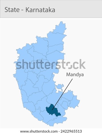 Mandya-Karnataka Map, Mandya-Karnatakadistrict map, Karnataka state map, showing its cities, Indian map, vector, EPS, illustrator,  Government of India, politics, natural beauty, tourists, 