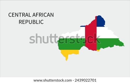 Central African Republic map, Map of Central African Republic with flag, Perfect for Business concepts, Vector, isolated simplified, illustration icon backgrounds, backdrop, chart, label, sticker, ban