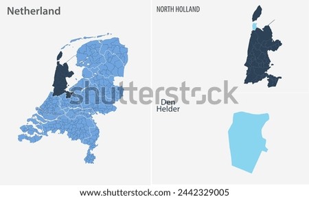 Map of Den Helder, Den Helder Map, Region of Netherland, district, states, Netherland map, Politics, government, people, national day, full map, area, containment, states, outline