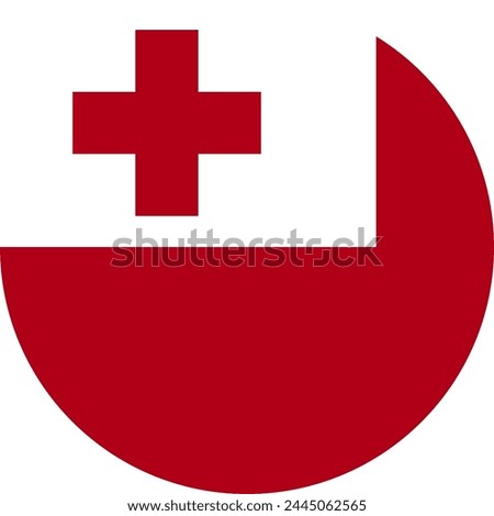 TONGA flag in circle, official colors and proportion correctly. National TONGA flag. Vector illustration. EPS10. Government of TONGA, politics, natural beauty, tourists,