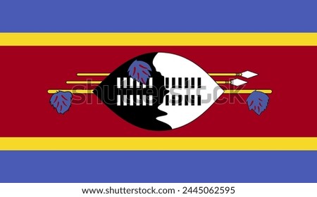 SWAZILAND flag, official colors and proportion correctly. National SWAZILAND flag. Vector illustration. EPS10. Government of SWAZILAND, politics, natural beauty, tourists, 