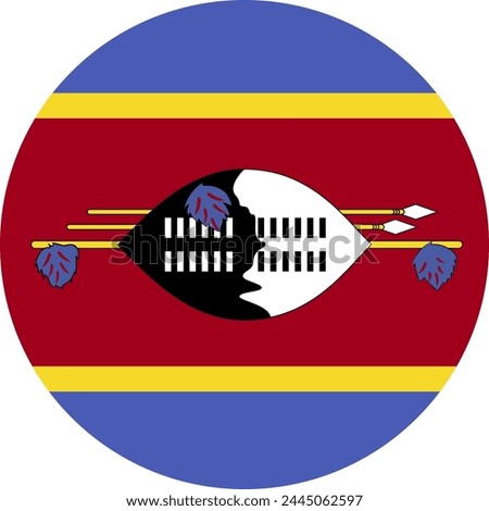 SWAZILAND flag in circle, official colors and proportion correctly. National SWAZILAND flag. Vector illustration. EPS10. Government of SWAZILAND, politics, natural beauty, tourists,