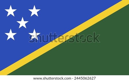 SOLOMON ISLANDS flag, official colors and proportion correctly. National SOLOMON ISLANDS flag. Vector illustration. EPS10. Government of SOLOMON ISLANDS, politics, natural beauty, tourists, 
