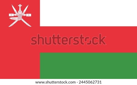 OMAN flag, official colors and proportion correctly. National OMAN flag. Vector illustration. EPS10. Government of OMAN, politics, natural beauty, tourists, 