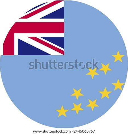TUVALU flag in circle, official colors and proportion correctly. National TUVALU flag. Vector illustration. EPS10. Government of TUVALU, politics, natural beauty, tourists,