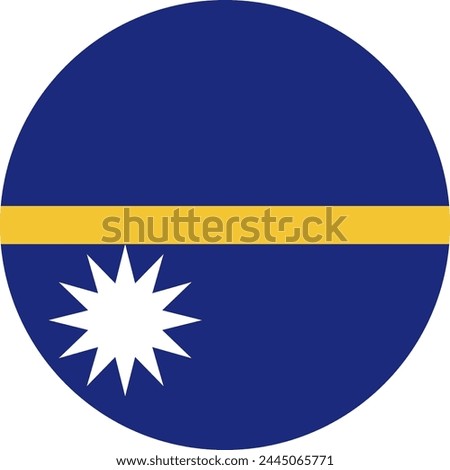 NAURU flag in circle, official colors and proportion correctly. National NAURU flag. Vector illustration. EPS10. Government of NAURU, politics, natural beauty, tourists,