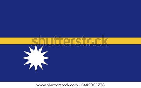NAURU flag, official colors and proportion correctly. National NAURU flag. Vector illustration. EPS10. Government of NAURU, politics, natural beauty, tourists, 