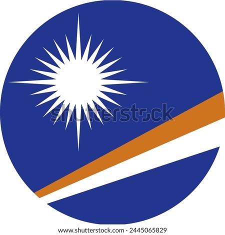 MARSHALL ISLAND flag in circle, official colors and proportion correctly. National MARSHALL ISLAND flag. Vector illustration. EPS10. Government of MARSHALL ISLAND, politics, natural beauty, tourists,
