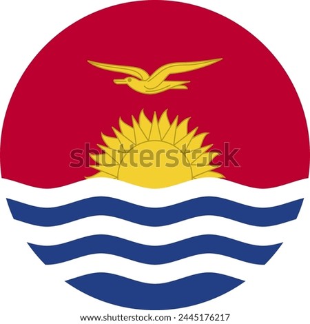 KIRIBATI flag in circle, official colors and proportion correctly. National KIRIBATI flag. Vector illustration. EPS10. Government of KIRIBATI, politics, natural beauty, tourists,