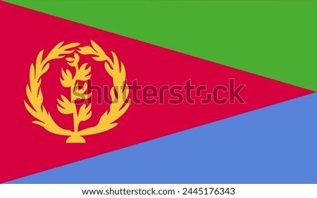 ERITREA flag, official colors and proportion correctly. National ERITREA flag. Vector illustration. EPS10. Government of ERITREA, politics, natural beauty, tourists, 