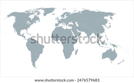 World map modern colour, isolated on white background. Infographic, Flat Earth, Globe similar worldmap icon. annual report, Travel worldwide, map silhouette backdrop. Map template for web sites,
