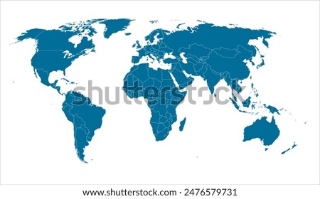 Modern world map vector, isolated on white background. Infographic, Flat Earth, Globe similar worldmap icon. annual report, Travel worldwide, map silhouette backdrop. Map template for web sites,