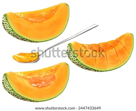 Melon with orange flesh. It is cut into easy-to-eat sizes.