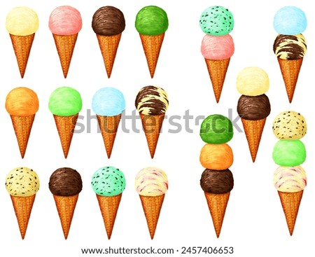 Ice cream 12 flavors single double triple